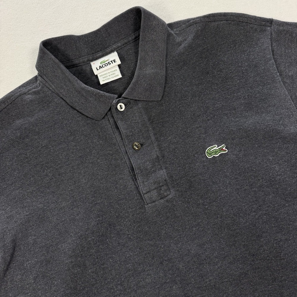 Lacoste Men's Size 6 EU XL Gray Short Sleeve 100% Cotton Golf Polo Shirt
